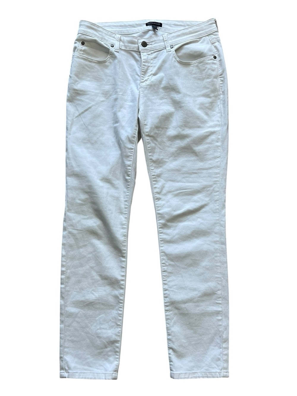 Eileen Fisher Organic Cotton Skinny Ankle Jeans White Size 4 - Picture 4 of 12